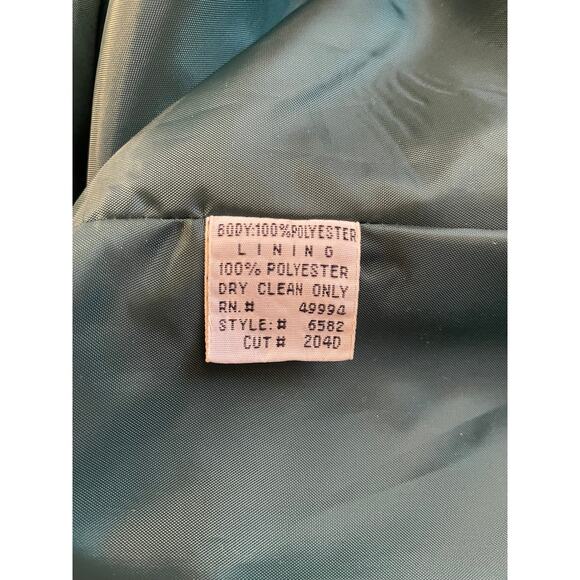 VTG R&M Richards Karen Kwong 22W Dress Suit Top Green Embroidered Lined Formal - Picture 7 of 11